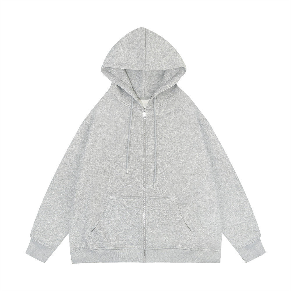 Unisex nan lässige Kapuzenjacke mit robustem Metall-Reißverschluss doppellagiger Kapuze und tiefen Känguru-Eingrifftaschen EB