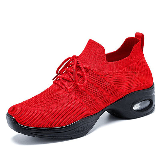 Damen nan avantgardistischer Strick-Plateau-Sneaker mit gepolsterter Air-Unit, sockenähnlichem Einstieg und ergonomischem Memory-Fußbett EB