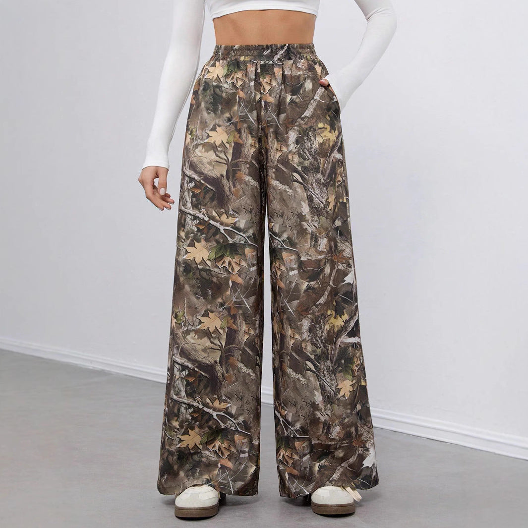 Damen Freizeit Palazzohose im modernen Camouflage-Design EB
