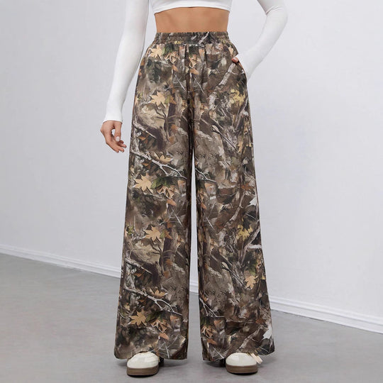 Damen Freizeit Palazzohose im modernen Camouflage-Design EB
