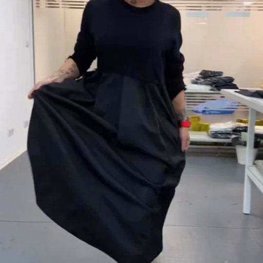 Damen Langarm Kleid mit schwingendem Rockteil und modischer Passform EB