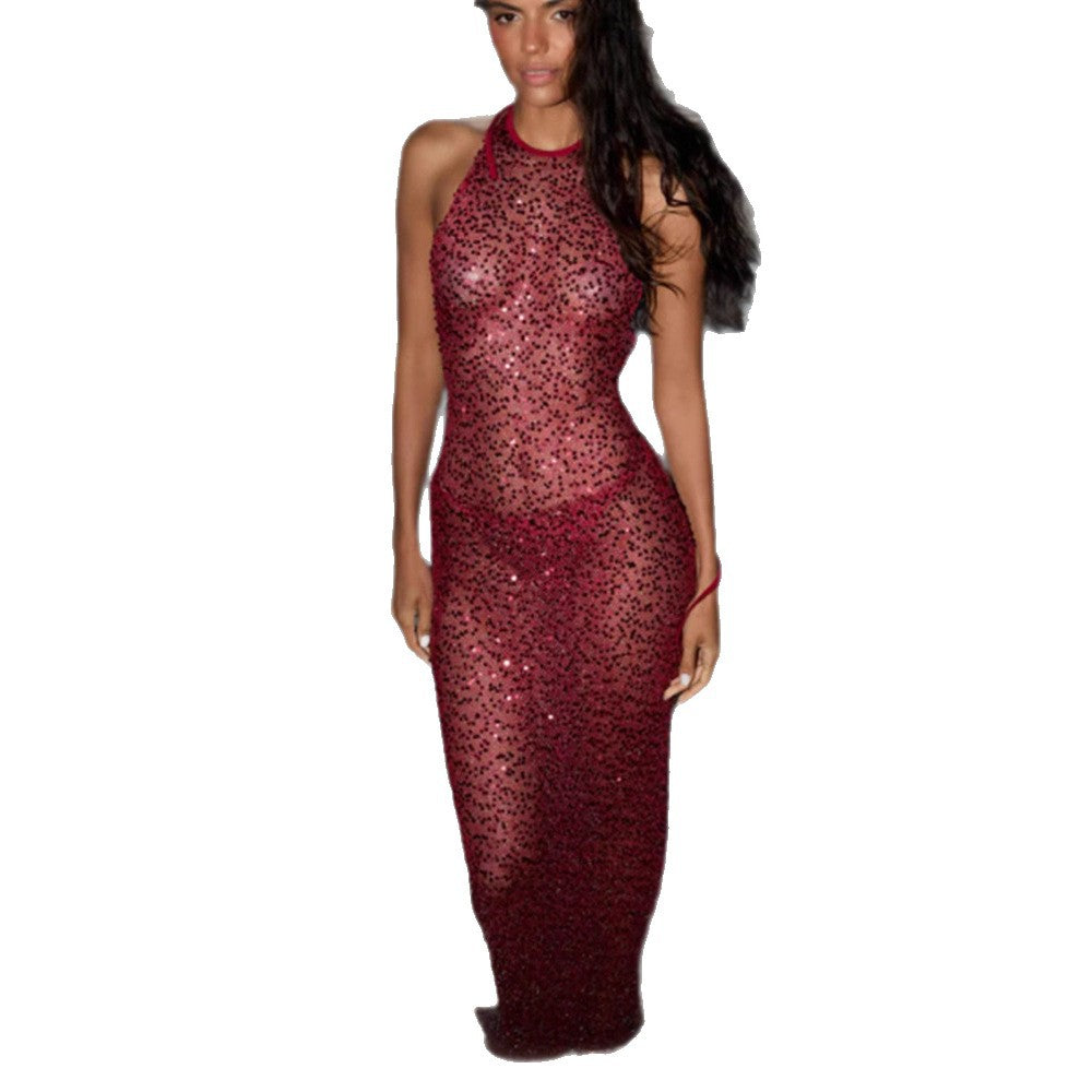 Damen Glamouröses Schwimmdress aus funkelndem Spitzenmaterial EB