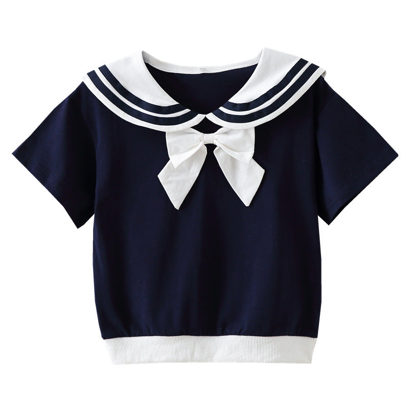 Mädchen Matrosen-T-Shirt mit Schleifendetail EB