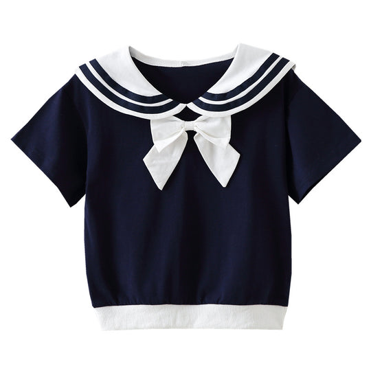 Mädchen Matrosen-T-Shirt mit Schleifendetail EB