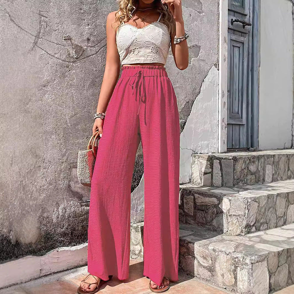 Damen Weitgeschnittene Sommerhose mit elastischem Bund EB