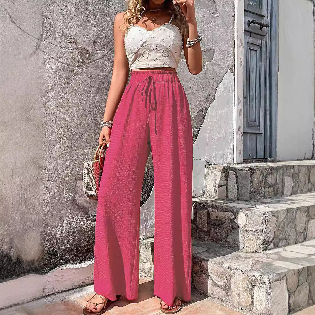 Damen Weitgeschnittene Sommerhose mit elastischem Bund EB
