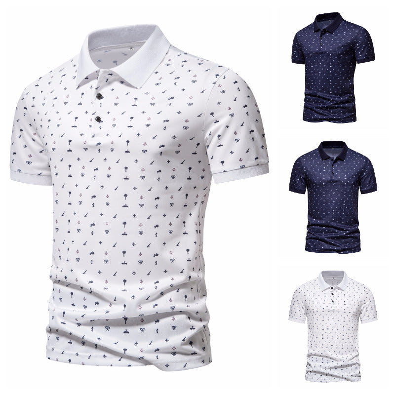 Herren Polohemd mit stilvollem Allover-Muster EB