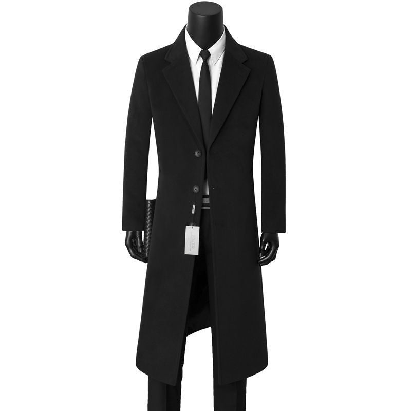 Herren nan einreihiger Langmantel mit schmaler Silhouette, fallendem Revers und knieumspielendem Schnitt EB