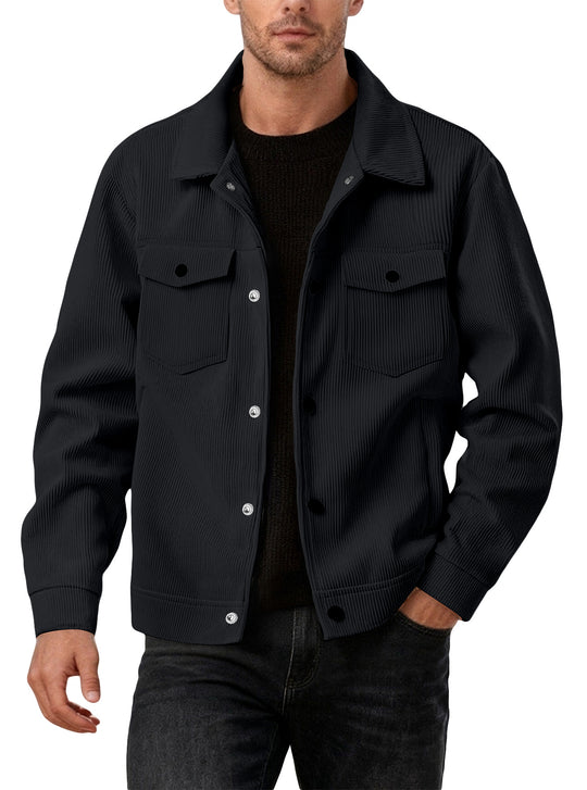 Herren nan Cordjacke im klassischen Arbeiterjacken-Schnitt mit Druckknöpfen und Brusttaschen EB