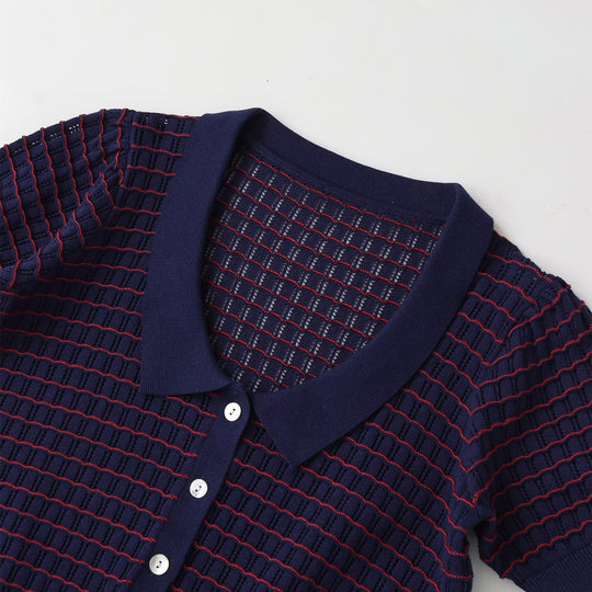 Damen Kurzarm Pullover mit strukturiertem Gewebe EB