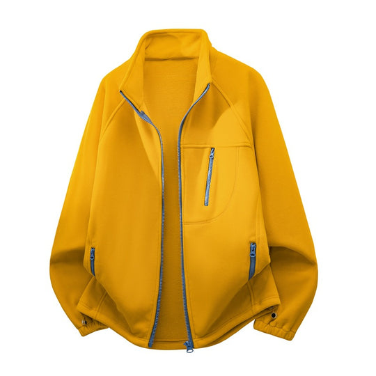Unisex funktionale Microfleece-Performancejacke mit Stehkragen, Brustreißverschluss und ergonomischen Raglanärmeln EB
