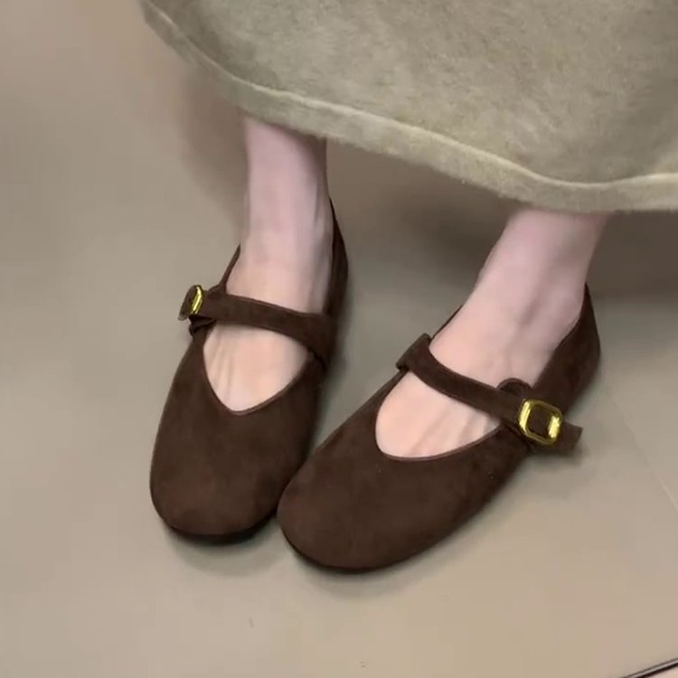 Damen elegante Ballerinas mit modischem Schnallenverschluss EB