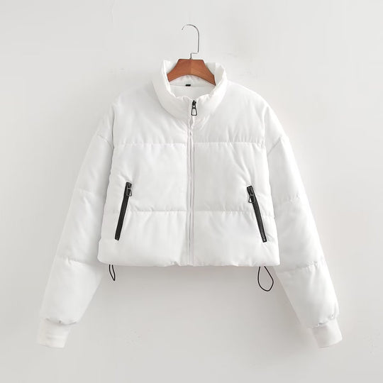 Damen cropped Steppjacke mit hochschließendem Kragen und praktischen Reißverschlusstaschen EB