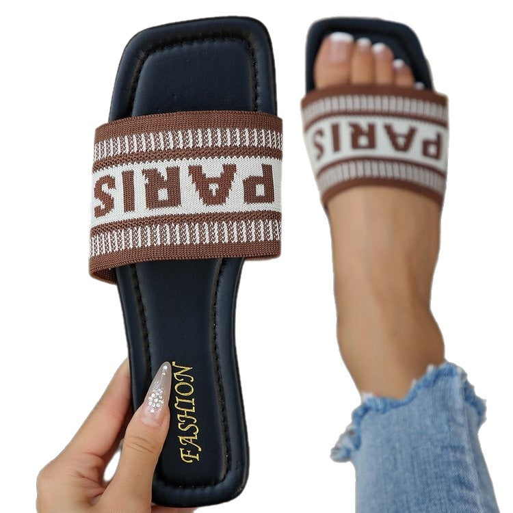 Damen Trendige Sommer-Sandalen mit breitem Riemen und Logo-Applikation EB