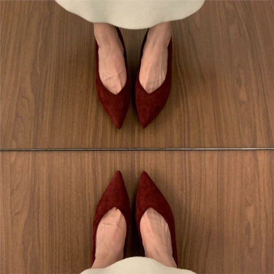 Damen spitze Wedge-Pumps aus samtweichem Velours EB