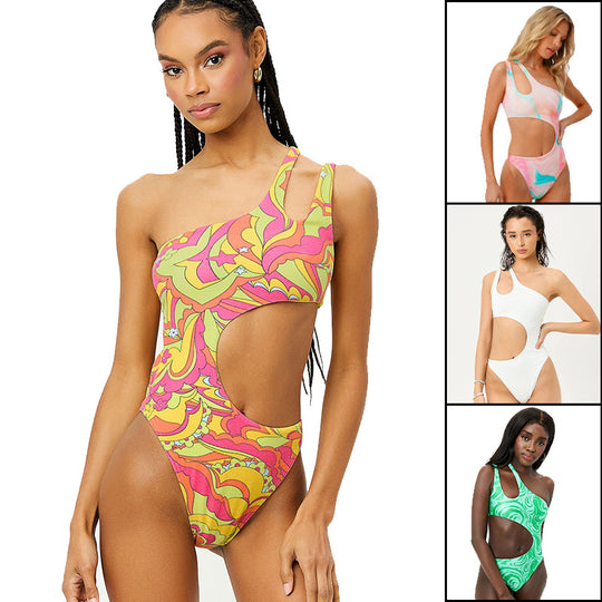 Damen Einteiliger Badeanzug mit innovativem Cut-Out und asymmetrischem Design EB