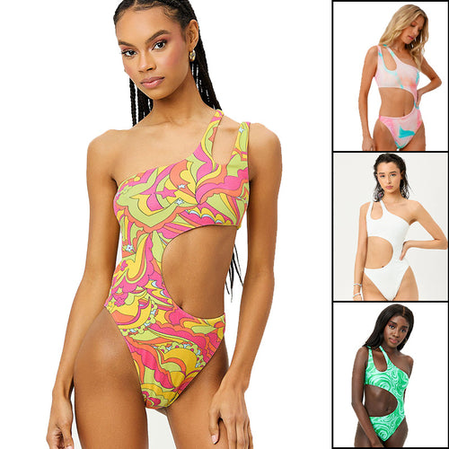 Damen Einteiliger Badeanzug mit innovativem Cut-Out und asymmetrischem Design EB