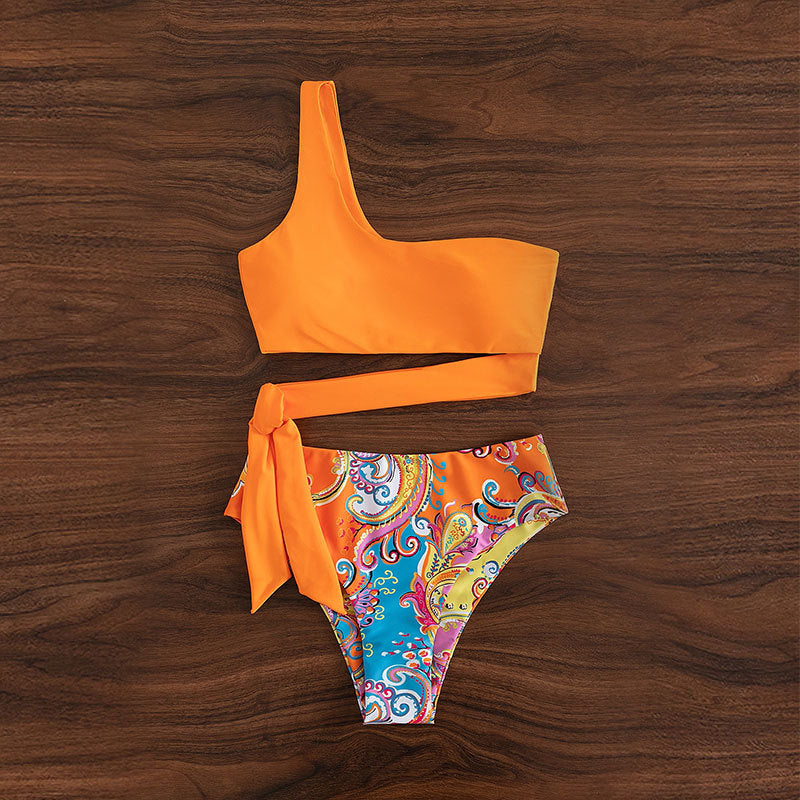 Damen Triangel-Bikini mit asymmetrischem Oberteil und elegantem Wickelband EB
