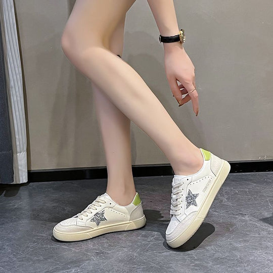 Damen modische Sneakers mit funkelnden Sternenapplikationen und atmungsaktiver Sohlenkonstruktion EB