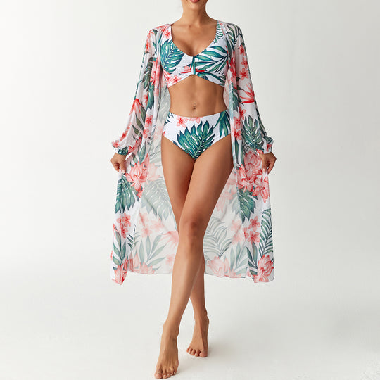 Damen Transparentes Strandkleid mit floralem Muster EB