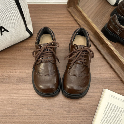 Damen elegante Schnürschuhe mit robustem Absatz und hochwertigem Leder EB