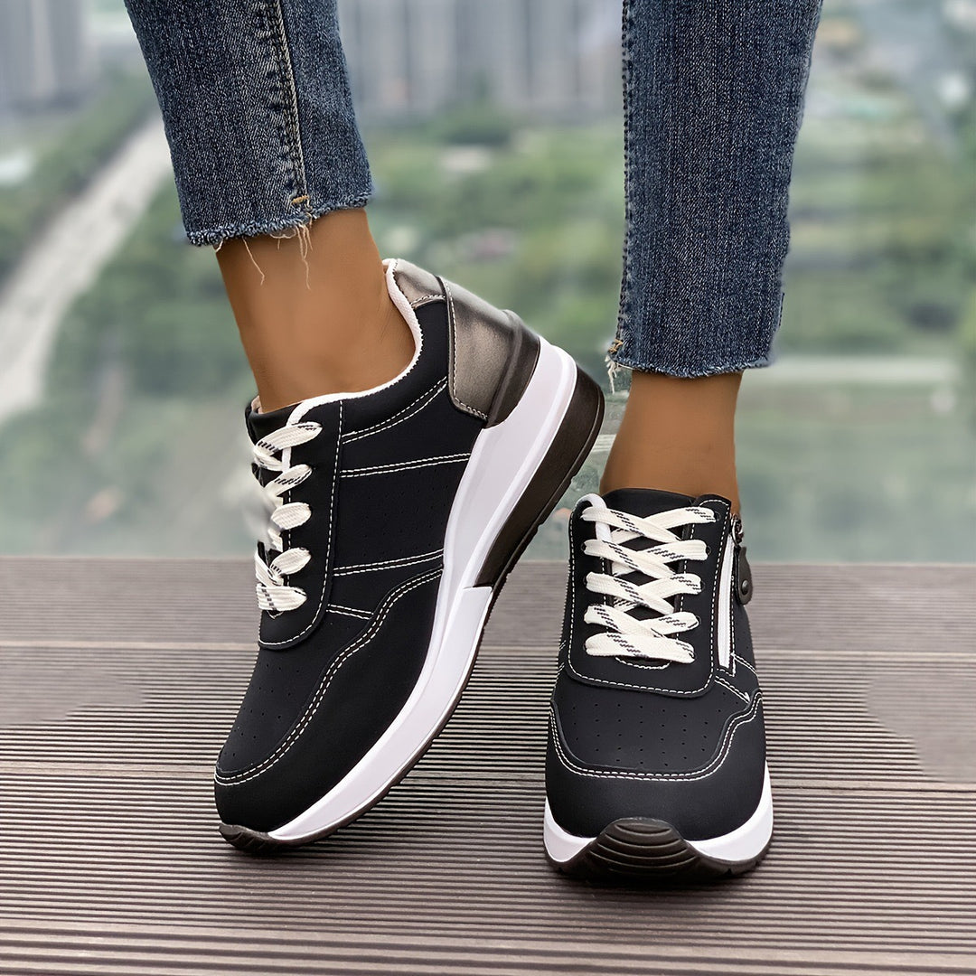 Damen Komfortable Sneaker mit Reißverschluss EB