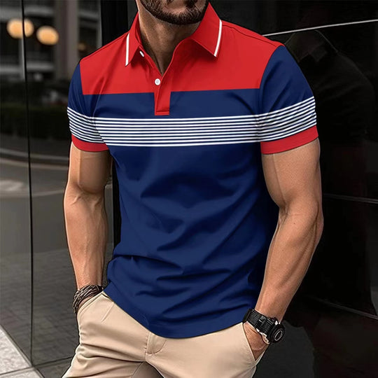 Herren Polo-Shirt mit modernem Karomuster und Knopfleiste EB