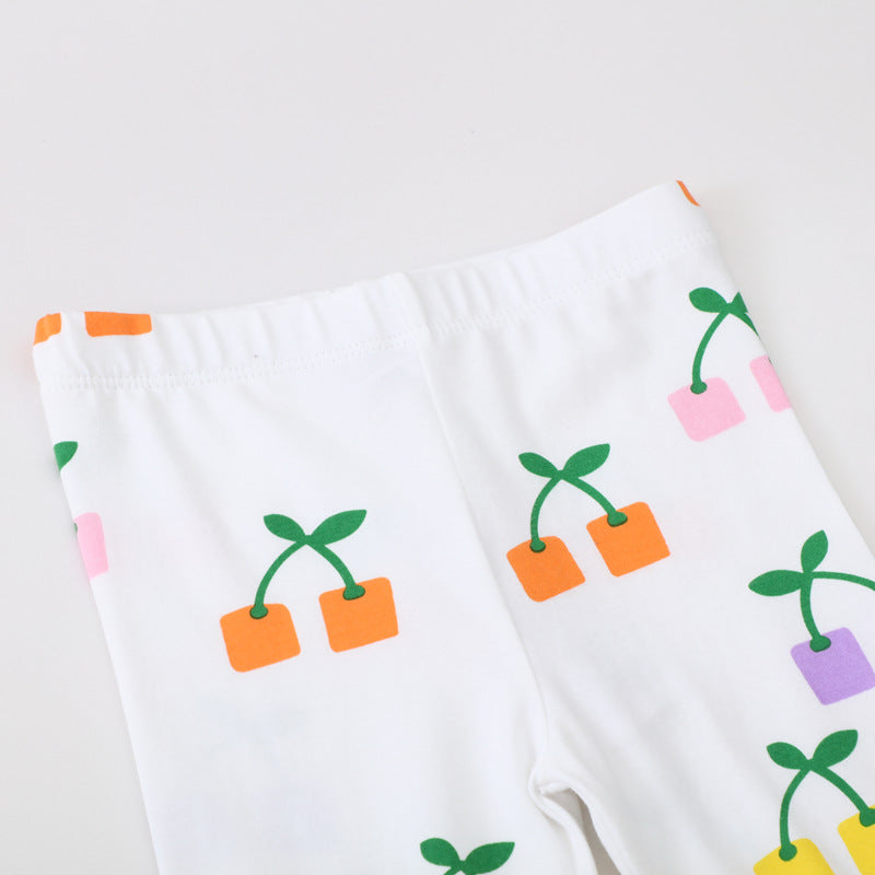 Mädchen Leggings mit fröhlichem Blüten- und Pflanzenmuster EB