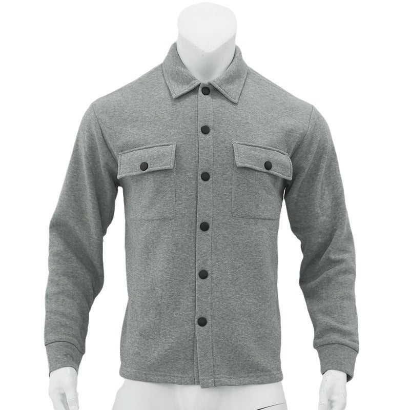 Herren nan utility Shacket mit Druckknopf-Verschluss, aufgesetzten Brusttaschen und gerippten Bündchen EB