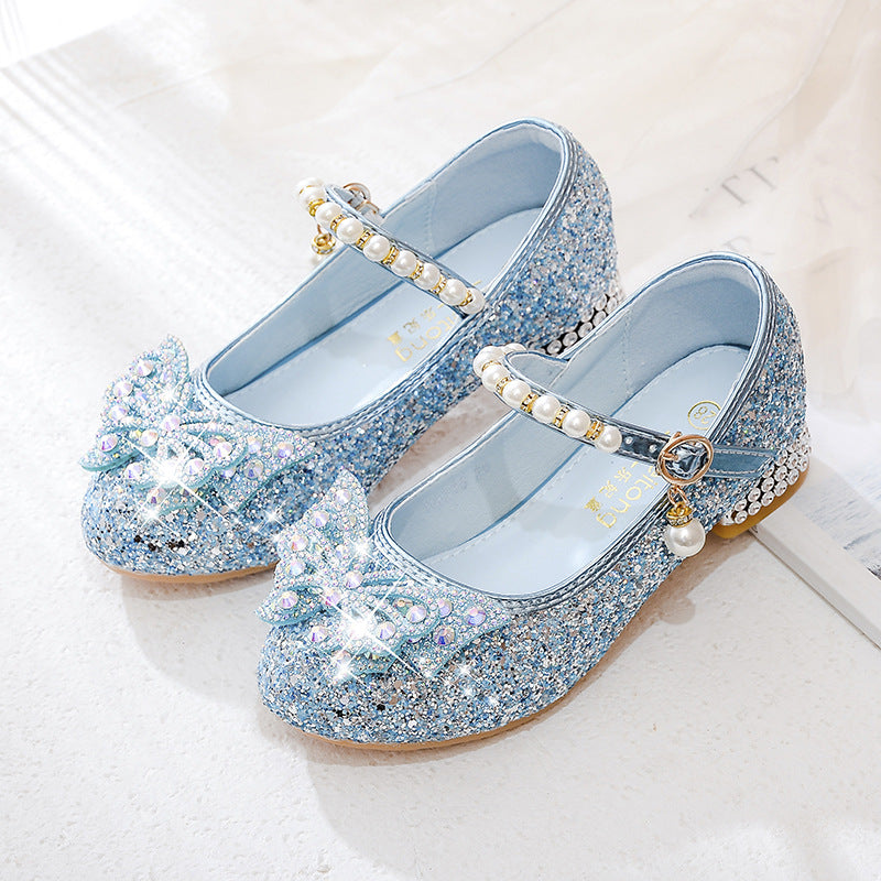 Mädchen Glitzernde Ballerinas mit dekorativen Strass- und Perlenschleifen EB