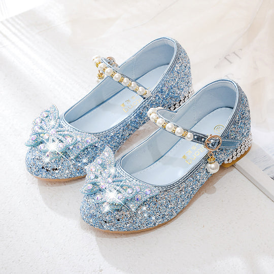 Mädchen Glitzernde Ballerinas mit dekorativen Strass- und Perlenschleifen EB