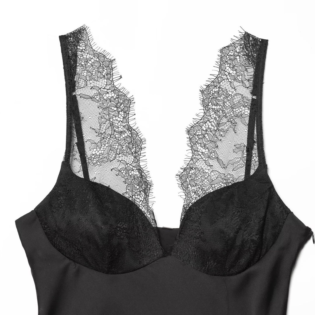 Damen elegantes Camisole-Top mit Spitzenbesatz und hochwertigem Stoff EB