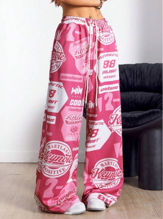 Damen Modische Freizeithose mit auffälligem Print und elastischem Bund EB