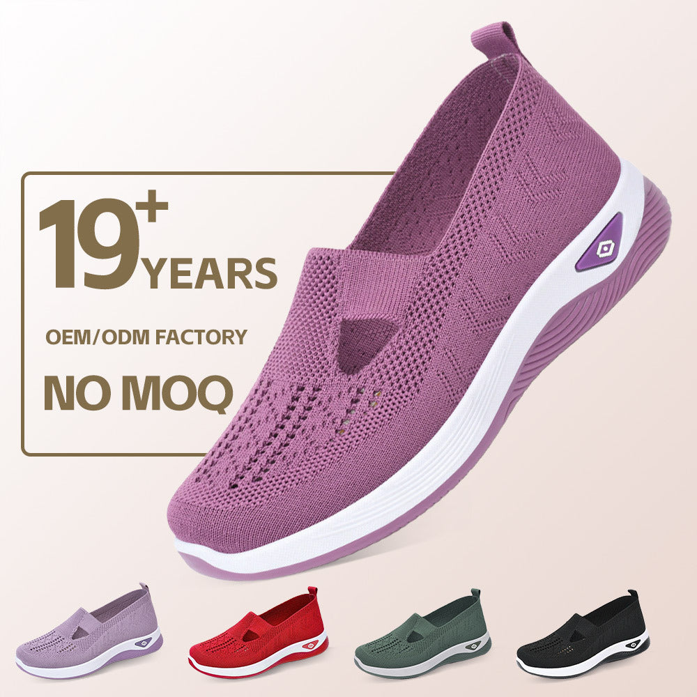 Damen Atmungsaktive Slip-On Sneakers mit elastischem Einsatz und rutschfester Sohle EB