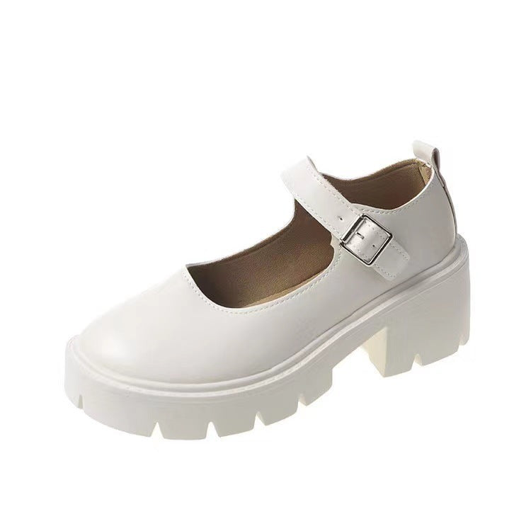 Damen Mary Jane Schuhe mit robustem Plateau und modischem Riemchen EB