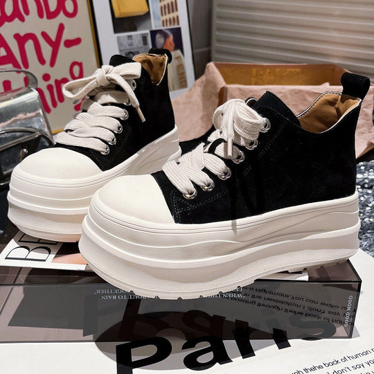 Damen Sportliche Chunky Sneakers mit hohem Plateau und atmungsaktiver Oberflächenstruktur EB