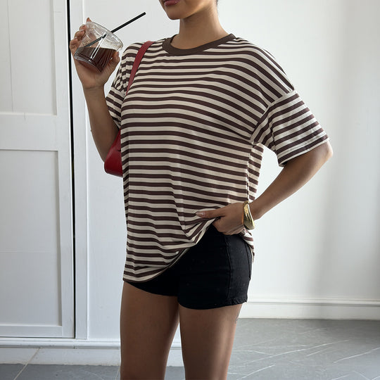 Damen Oversized Streifen-T-Shirt EB