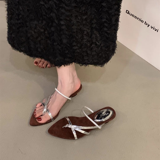Damen flache Riemchensandalen mit elegantem Blockabsatz EB