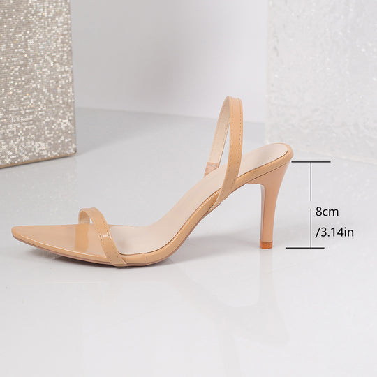 Damen Elegante Slingback Sandalen mit transparentem Mittelteil und modischem Absatz EB