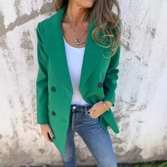 Damen Eleganter Double-Breasted Blazer mit zeitlosem Schnitt und leichten Schulterpolstern EB