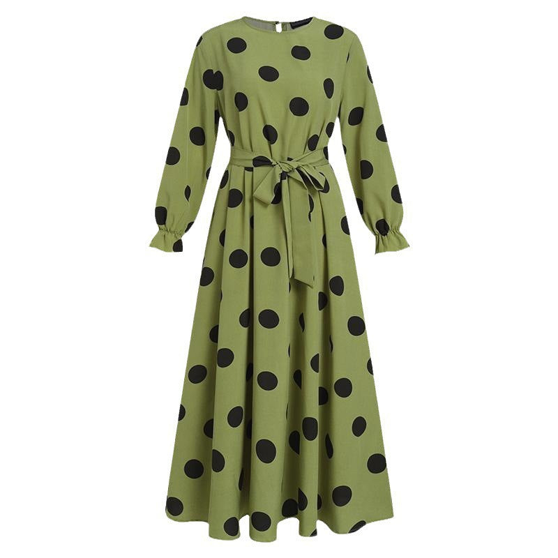 Damen Maxikleid mit auffälligem Polka-Dot-Muster EB