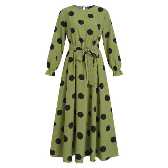 Damen Maxikleid mit auffälligem Polka-Dot-Muster EB