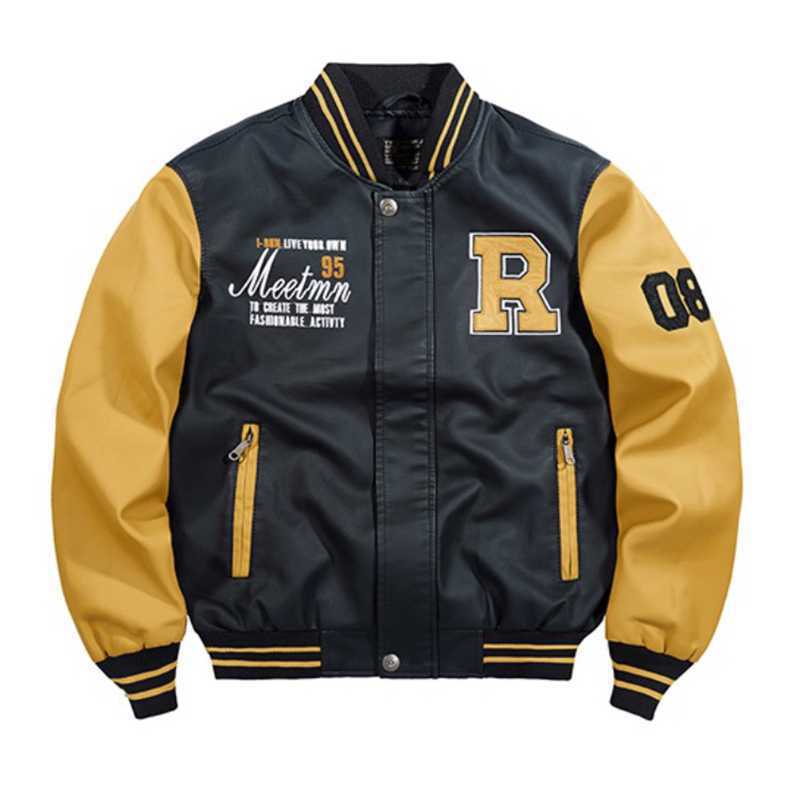 Herren College‑Varsity‑Bomberjacke mit kontrastreichen Ärmeln, Letterpatch und Rippbündchen EB