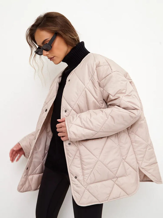 Damen gesteppte Freizeitjacke mit hoch geschlossenem Kragen und modischem Schnitt EB