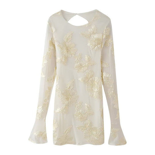Damen Blusentop mit floraler Spitze und eleganter Rückenausschnitt EB