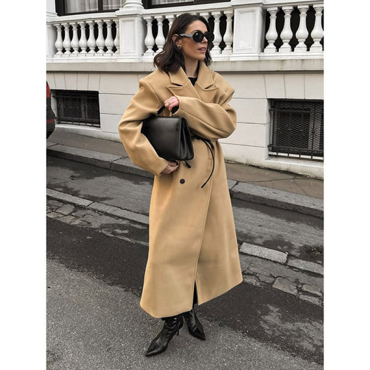 Damen eleganter Wollmantel im modernen Retro-Design EB