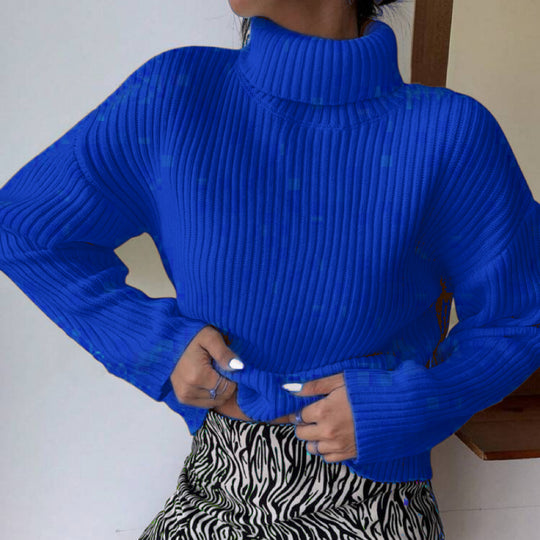 Damen Hochwertiger Rollkragenpullover mit strukturiertem Rippstrick EB
