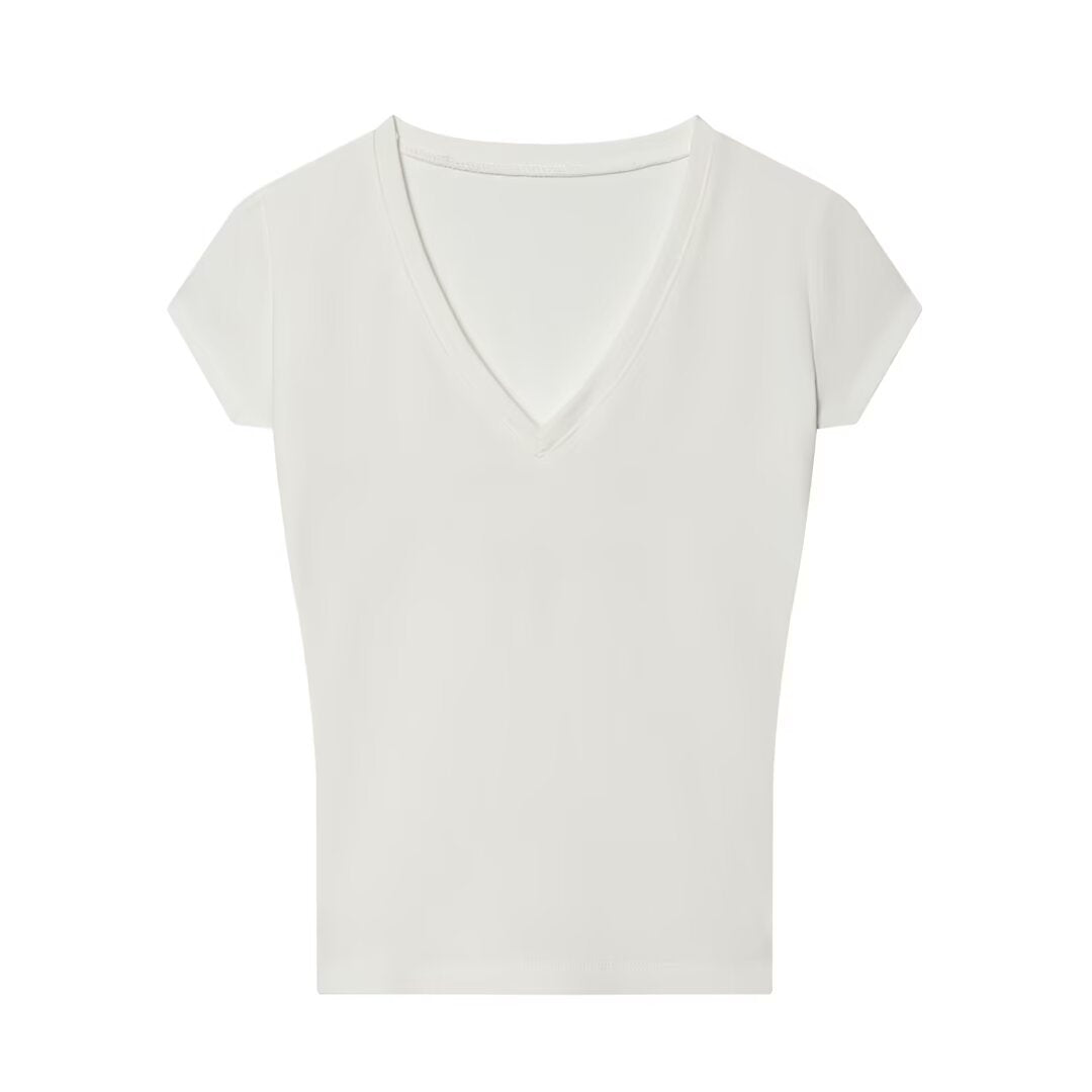 Damen V-Ausschnitt T-Shirt aus hochwertiger Baumwolle EB