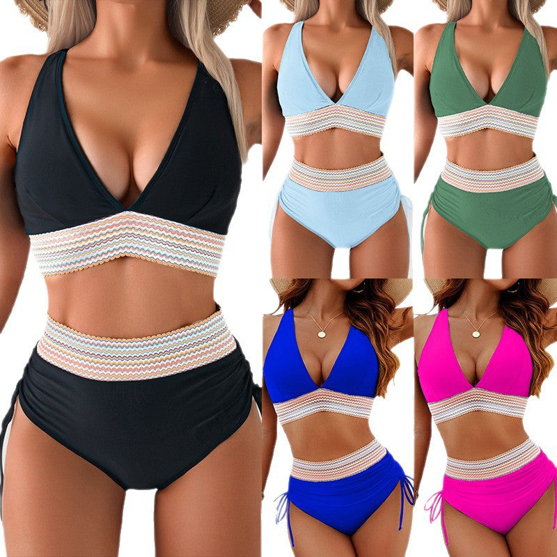 Damen Bikini-Set mit doppeltem Oberteil und verstellbaren Ruffy-Bindungen EB