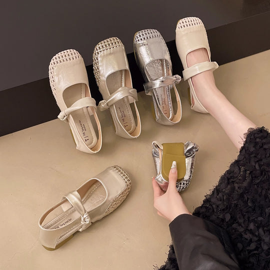 Damen Ballerinas mit modischem Riemchen und elegantem Flechtdetail EB